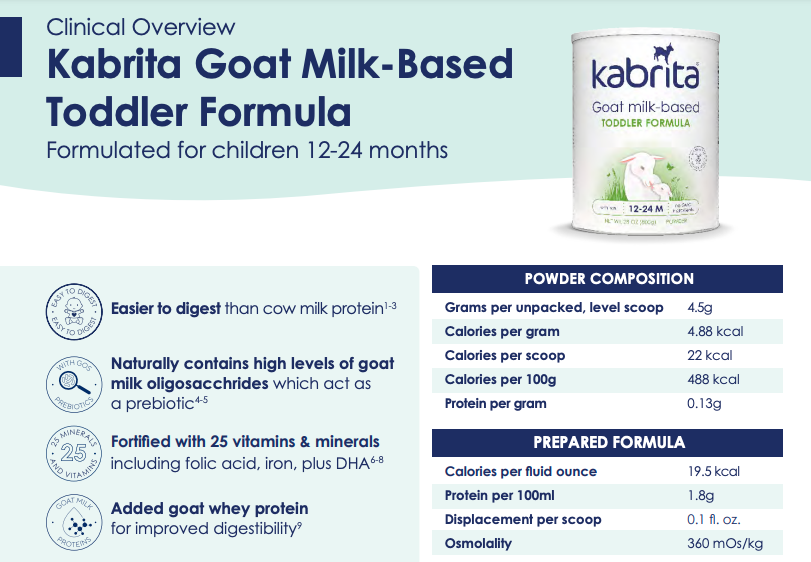 Clinical Overview | Kabrita Goat Milk-Based Toddler Formula